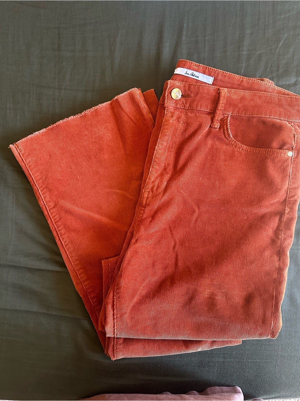 Sam Edelman Boot-Cut Corduroy Pants in Rust Orange